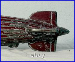 Antique 1920's original AC Williams red Graf Zeppelin cast iron coin still bank
