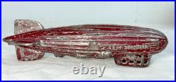 Antique 1920's original AC Williams red Graf Zeppelin cast iron coin still bank