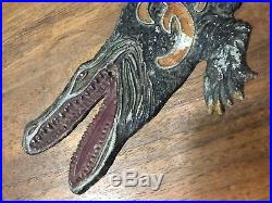 Antique 1920s Florida License Plate Topper Alligator With Glass Eye