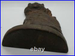 Antique 1929 cast iron angora cat kitten with bow Connecticut Foundry doorstop