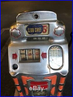 Antique 1940's Jennings Club Chief Nickel Slot Machine As Is