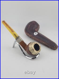 Antique 1940's Magyar Occa Pipe Silver Band Meerschaum Lined with Case Broken Stem