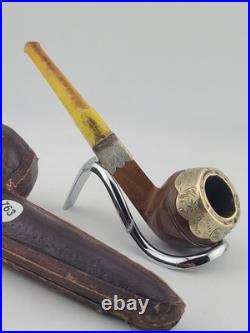 Antique 1940's Magyar Occa Pipe Silver Band Meerschaum Lined with Case Broken Stem