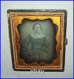 Antique 19th C 1860's Daguerreotype Woman Photograph 1/6 Plate Photo Dag Beauty
