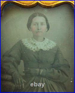 Antique 19th C 1860's Daguerreotype Woman Photograph 1/6 Plate Photo Dag Beauty