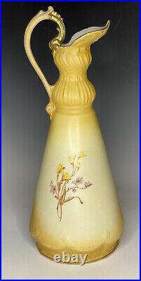 Antique 19th C. Blush Cream Royal Worcester Ewer Pitcher Flower Vase Victorian