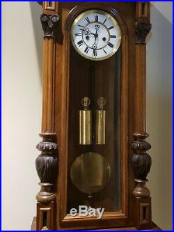 Antique 19th C. Gustav Becker Weight Driven Vienna Regulator Wall Clock Germany