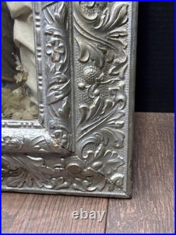 Antique 19th Century Catholic Religious Holy Family Shadow Box Sculpture Relief