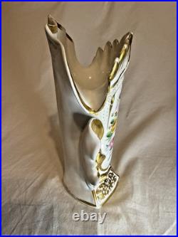 Antique 19th Century Mantel Vase Old Paris Porcelain Flowers Gold Gilding 10