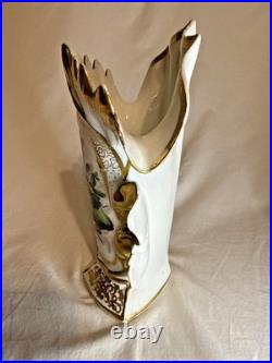 Antique 19th Century Mantel Vase Old Paris Porcelain Flowers Gold Gilding 10