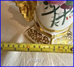 Antique 19th Century Mantel Vase Old Paris Porcelain Flowers Gold Gilding 10