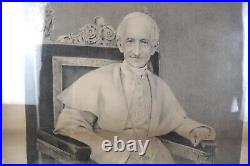 Antique 19th Century Portrait Engraving Print of Pope Leo XIII Catholic Church