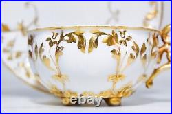 Antique 19th c Hand Painted Germany Gold Gilt Footed Porcelain Cup & Saucer