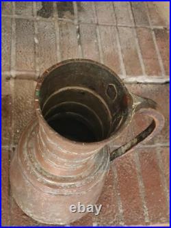 Antique 19thC Ottoman Heavy Copper Pitcher 6.5lb 3kg Hand Forged Strap Handle Ju