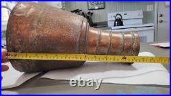 Antique 19thC Ottoman Heavy Copper Pitcher 6.5lb 3kg Hand Forged Strap Handle Ju