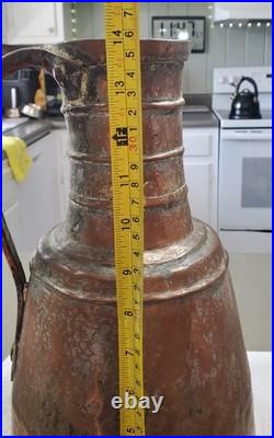 Antique 19thC Ottoman Heavy Copper Pitcher 6.5lb 3kg Hand Forged Strap Handle Ju