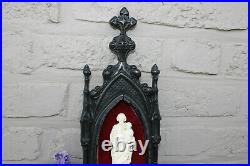 Antique 19thc Black forest wood carved napoleon III holy water font meerschaum