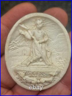 Antique 19thc meerschaum bas relief plaque Saint Gens Baucuet