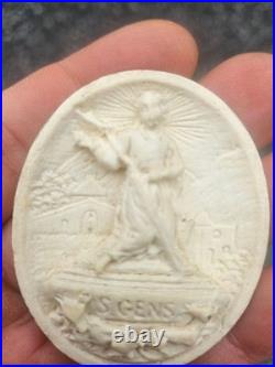 Antique 19thc meerschaum bas relief plaque Saint Gens Baucuet