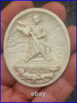 Antique 19thc meerschaum bas relief plaque Saint Gens Baucuet