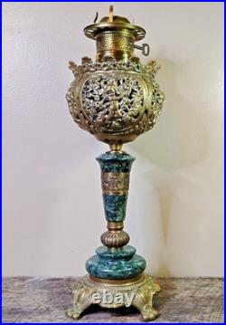 Antique ABCO Ornate Rochester Marble&Brass Cherub Victorian Electric Parlor Lamp