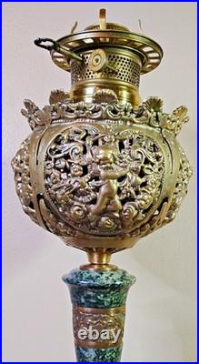 Antique ABCO Ornate Rochester Marble&Brass Cherub Victorian Electric Parlor Lamp