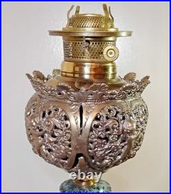 Antique ABCO Ornate Rochester Marble&Brass Cherub Victorian Electric Parlor Lamp