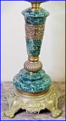 Antique ABCO Ornate Rochester Marble&Brass Cherub Victorian Electric Parlor Lamp