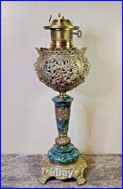 Antique ABCO Ornate Rochester Marble&Brass Cherub Victorian Electric Parlor Lamp