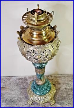 Antique ABCO Ornate Rochester Marble&Brass Cherub Victorian Electric Parlor Lamp