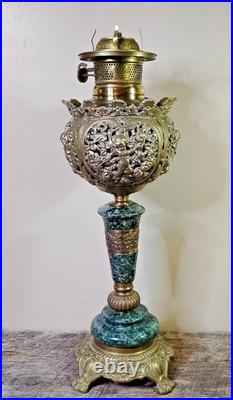 Antique ABCO Ornate Rochester Marble&Brass Cherub Victorian Electric Parlor Lamp