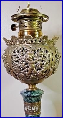 Antique ABCO Ornate Rochester Marble&Brass Cherub Victorian Electric Parlor Lamp