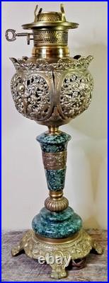 Antique ABCO Ornate Rochester Marble&Brass Cherub Victorian Electric Parlor Lamp
