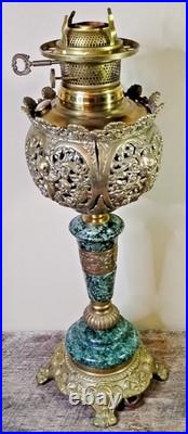 Antique ABCO Ornate Rochester Marble&Brass Cherub Victorian Electric Parlor Lamp