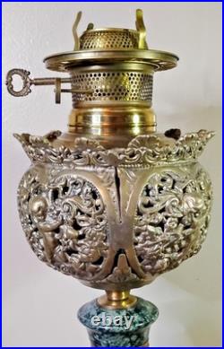 Antique ABCO Ornate Rochester Marble&Brass Cherub Victorian Electric Parlor Lamp
