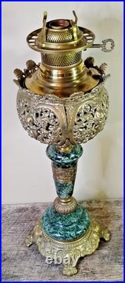 Antique ABCO Ornate Rochester Marble&Brass Cherub Victorian Electric Parlor Lamp