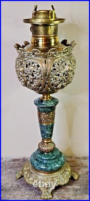Antique ABCO Ornate Rochester Marble&Brass Cherub Victorian Electric Parlor Lamp