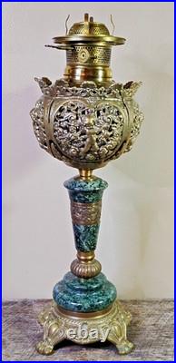 Antique ABCO Ornate Rochester Marble&Brass Cherub Victorian Electric Parlor Lamp