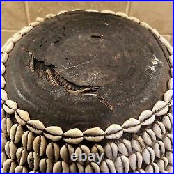 Antique African Hausa Tribe Coiled Dowry Basket Adorned Cowrie Shells