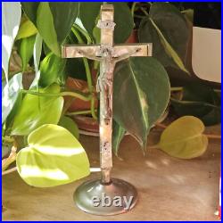 Antique Altar Cross Crusifix 7 on stand