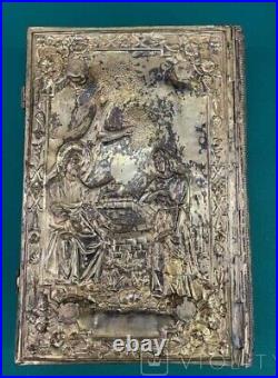 Antique Altar Gospel Saints Bronze Christian Enamel Medallions Religion Rare 19c