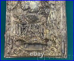 Antique Altar Gospel Saints Bronze Christian Enamel Medallions Religion Rare 19c