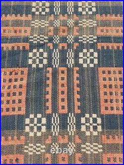 Antique American Reversible Loom Woven Beautiful Jacquard Coverlet 197x186 cm