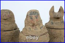 Antique Ancient Egyptian 4 Canopic Jars Horus Sons Pharaonic Canopic