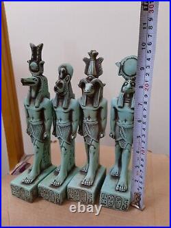 Antique Ancient Egyptian Statue Pharaonic Pieces Handmade Stone Set of 4 statue