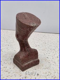 Antique Ancient Egyption Nefertiti Head Red Granite Statue Pharaonic Egyptian