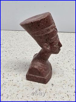 Antique Ancient Egyption Nefertiti Head Red Granite Statue Pharaonic Egyptian