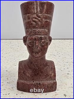 Antique Ancient Egyption Nefertiti Head Red Granite Statue Pharaonic Egyptian
