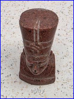 Antique Ancient Egyption Nefertiti Head Red Granite Statue Pharaonic Egyptian