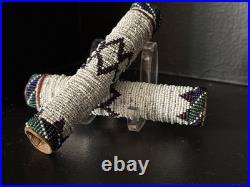 Antique Apache Beaded Hide Hair Ties